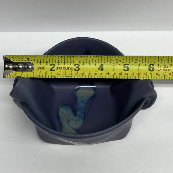 Hilborn Pottery Pinch Pot Vessel Periwinkle Purple Blue Signed Hand Crafted - Picture 11 of 12